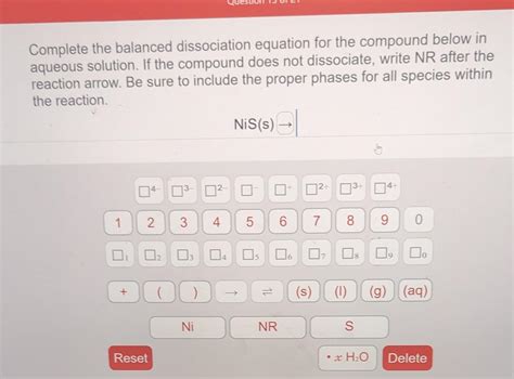 Solved Complete the balanced dissociation equation for the | Chegg.com