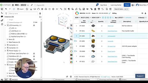 Video Sneak Peek Onshape Bom Sub Assembly Support Youtube