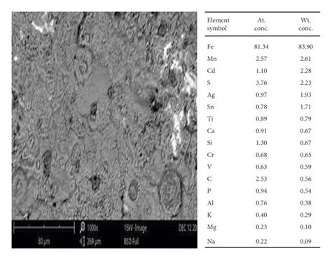 Sem Micrograph Of Mild Steel Coupon With The Edx Analysis Data After