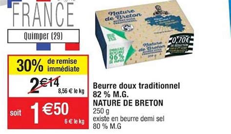 Promo Beurre Doux Traditionnel 82 M G Nature De Breton Chez Cora