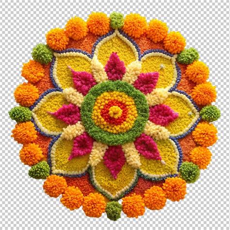 Flower Rangoli For Diwali Or Onam Or Pongal Over Premium Ai Generated Psd