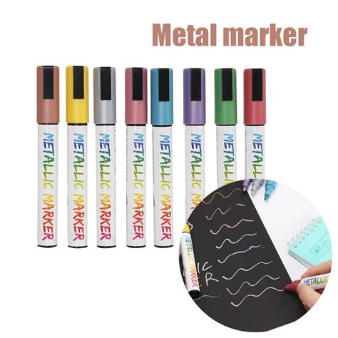 8 Colorsset 6mm Erasable Liquid Chalk Marker Graffiti Oily Metallic