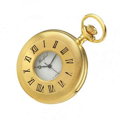 Woodford Gold Plated Half Hunter 17 Jewel Mechanical Pocket Watch With