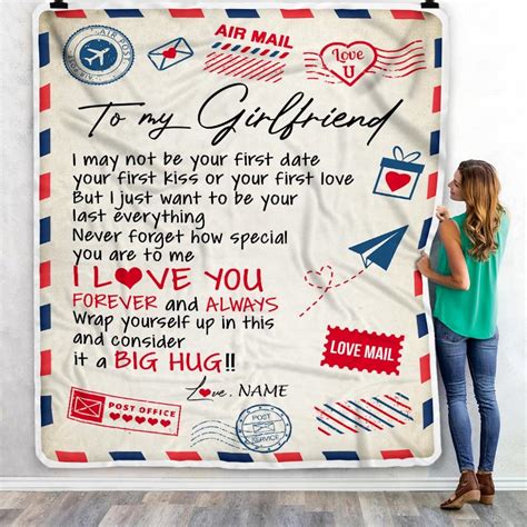 To My Girlfriend Airmail Letter Fleece Blanket I Love You Forever And