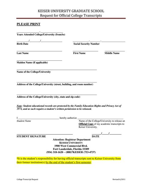 Keiser University Transcript Request Fill Out Sign Online DocHub