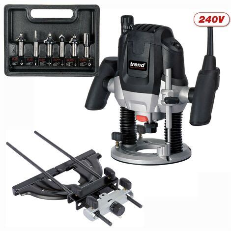 Trend T7EK 1 2in 2100W Variable Speed Router Plunge Cut 240V 6 Piece