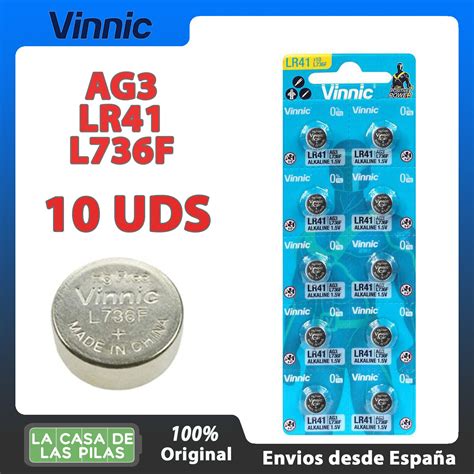 Ebay 10 Unidades Pila De Boton AG3 Alcalina 1 5V Vinnic LR41 L736F