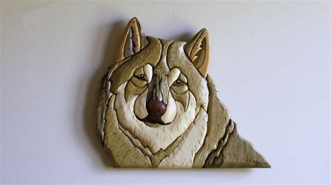 Intarsia Wolf Wood Art Wall Art Etsy Canada