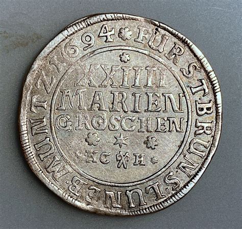 German States BRUNSWICK WOLFENBÜTTEL 24 Mariengroschen 1694 HCH KM 615