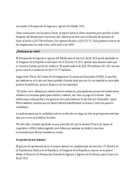 PDF Presupuesto De Ingresos Y Egresos Del Estado 2016 Docx DOKUMEN TIPS