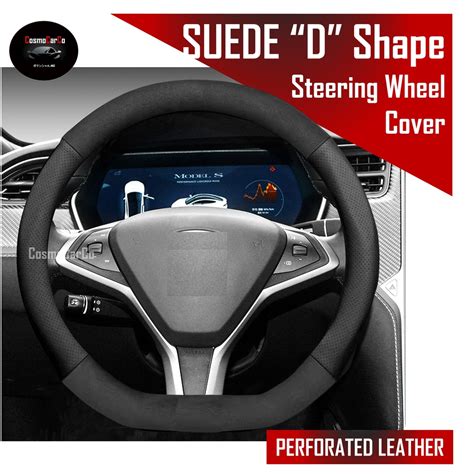 SG SELLERSUEDE D Shape Steering Wheel Cover With Perforated Leather