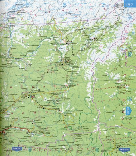 Карта республики Коми и Архангельской области. Атлас России - карта ...