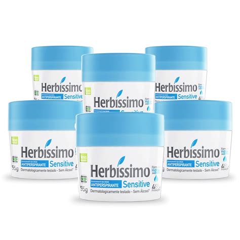 Kit Desodorante Creme Antitranspirante Sensitive Herbissimo 55G 6