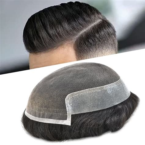 Healthlif Mens Toupee Human Hair Soft French Lace Toupee For Men Bleached Knots Men