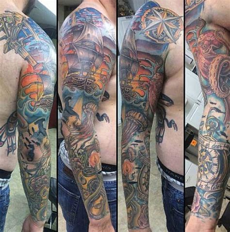 40 Nautical Sleeve Tattoos For Men Seafaring Ink Deisgn Ideas