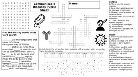 Communicable Diseases Puzzle Sheet Teaching Resources