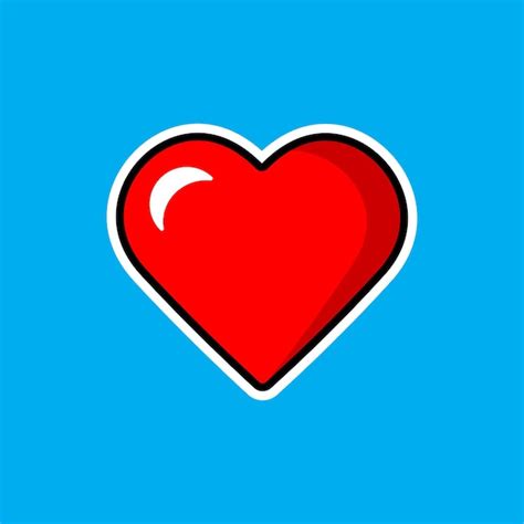 Premium Vector Cute Cartoon Red Heart Sticker Blue Background Vector