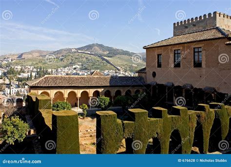 Ancient Architecture In The Alhambra Palace In Spain Royalty Free Stock ...