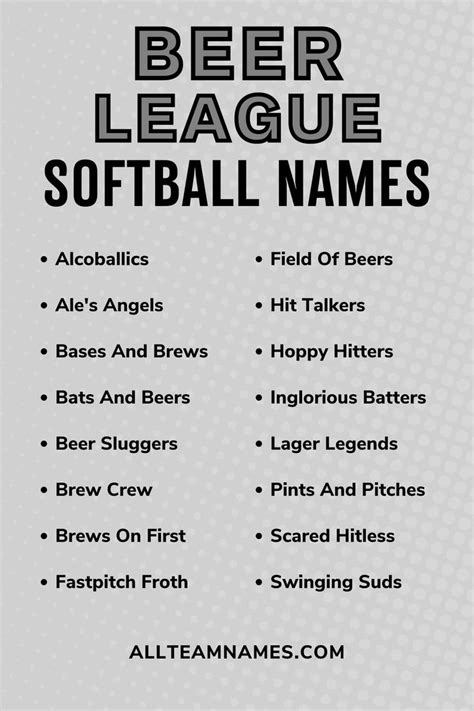 Beer League Softball Team Names | Softball team names, Softball team ...