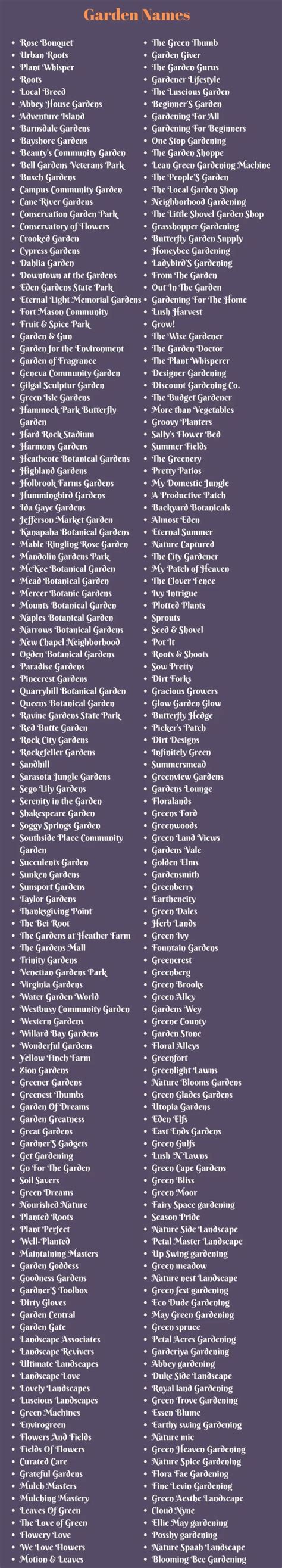 Garden Names: 400+ Cute and Creative Names for Gardens in 2021 ...