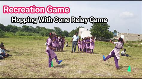 Recreation Game Hopping With Cone Relay Game Physical Fitness