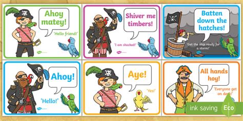 Talk Like A Pirate Speech Bubbles And Translations A4 Display Poster