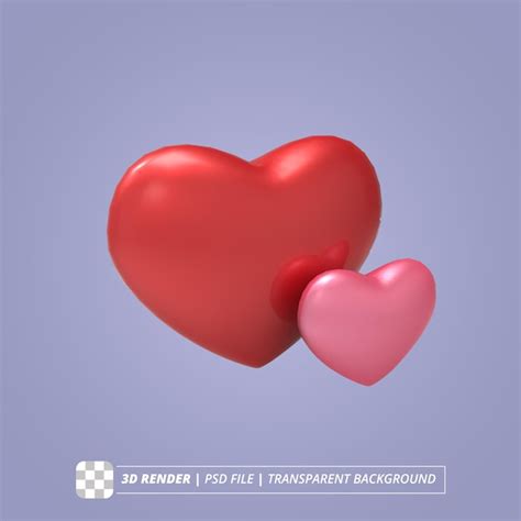 Premium PSD Double Hart 3d Render Isolated Images