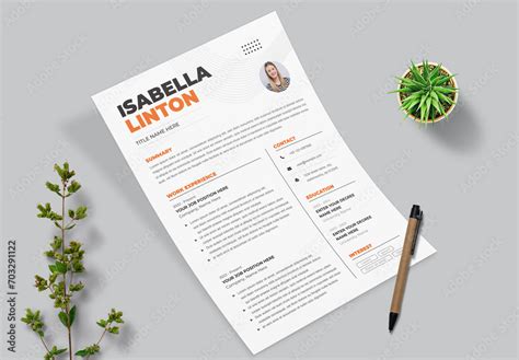 Modern Resume Template Layout Stock Template | Adobe Stock