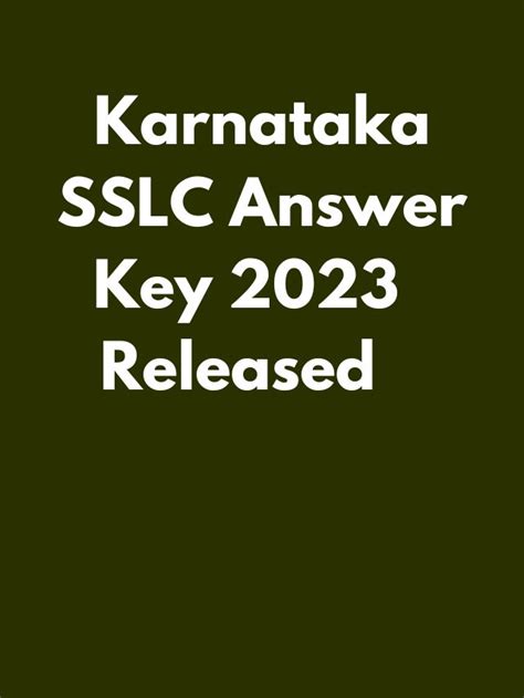 Karnataka Sslc Answer Key 2023 Released Know How To Download Answer Key