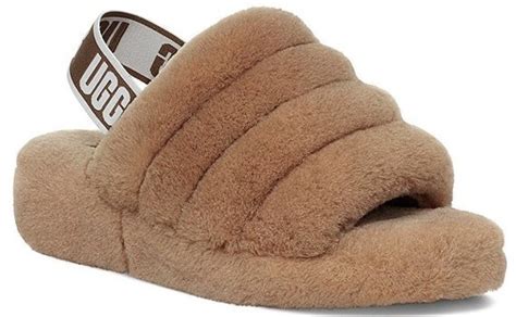 UGG Women's Fluff Yeah Logo Chestnut Slide - Continental Shoes