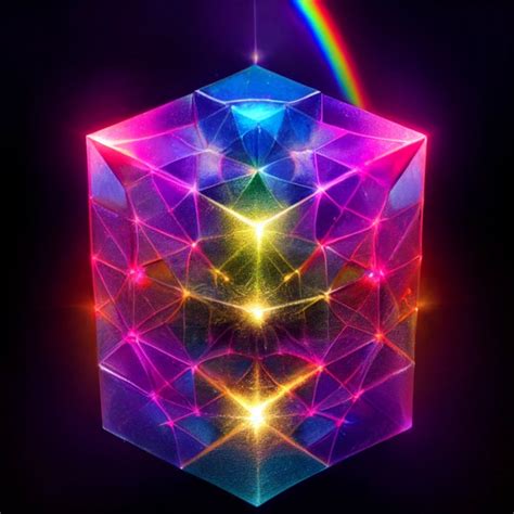 8k Resolution Rainbow Colored Cosmic Cube Midjourney Openart