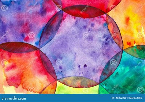 Abstract Watercolor Illustration Of Colorful Bright Soap Bubbles Stock