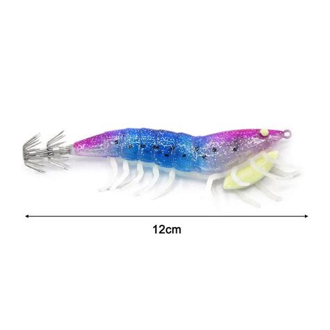 Luminous Wood Shrimp Bait Squid Hook Jig Sea Cuttlefish Lures Purple