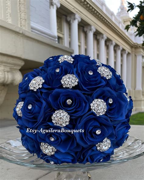 Royal Blue Bouquet, Quince Royal Blue Bouquet, Bridal Royal Bouquet ...