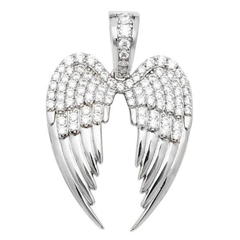 Sterling Silver Angel Wing Cz Pendant Angel Double Wings Etsy