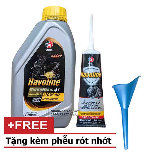 KM Tặng Phễu Dầu Nhớt Tay Ga Havoline Super Matic 10w40 800ml Nhớt