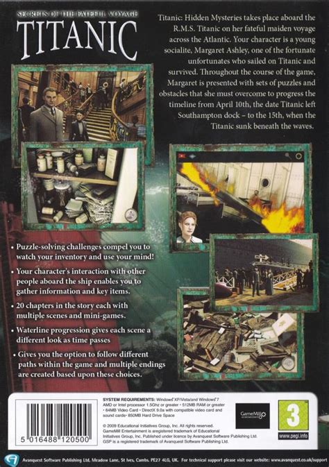 Hidden Mysteries Titanic Secrets Of The Fateful Voyage 2010 Box Cover Art Mobygames