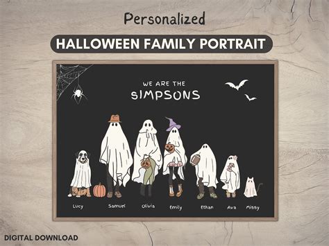 Halloween Ghost Family Portrait, Custom Family Portrait, Halloween ...