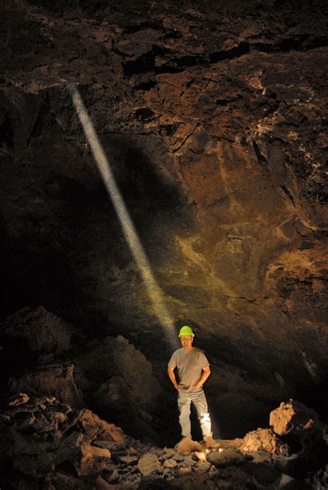 Sunbeam Coming Through Small Skylight In Owl Cave California Sunbeam