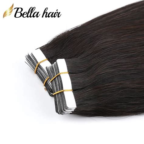 Natural Black Virgin Remy Human Tape In Hair Extensions Pu Skin Tape In