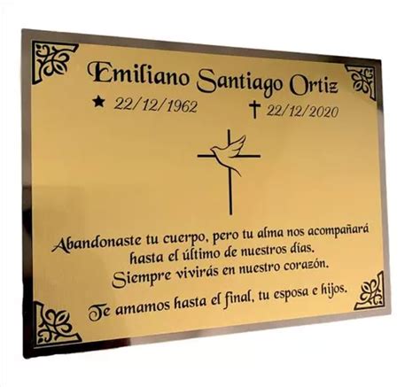 Placa Aluminio Para Urna Nicho Recuerdo Funeraria Meses sin interés