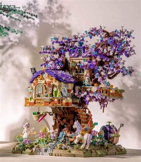 A Tree House Made Out Of Legos On Display