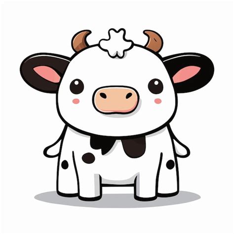 Vaca Dos Desenhos Animados Cheio Branco Crian As Estilo Fundo Branco