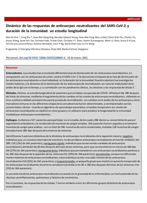 PDF Dinámica de las respuestas de anticuerpos neutralizantes