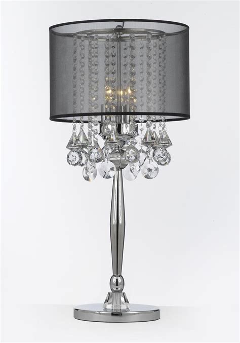 Silver Mist 3 Light Chrome Crystal Table Lamp With Black