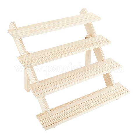 Wholesale Nbeads Tier Wooden Display Stand Riser Pandahall