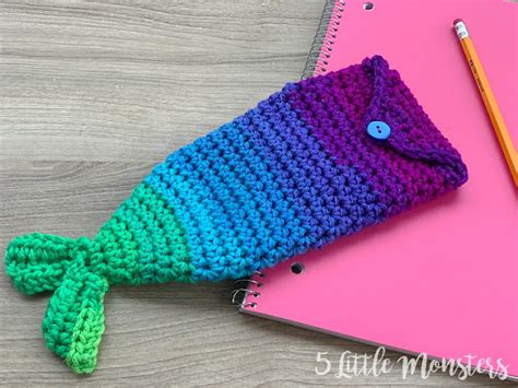 5 Little Monsters 10 Crocheted Pencil Bags