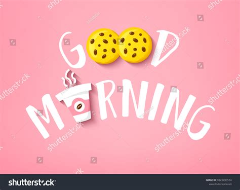 Good Morning Banner Cute Text Cookies Stock Vector Royalty Free