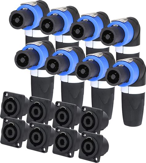 Amazon 8 Sets Angled Speakon Connector Kit 8PCS NL4FRX 4 Pole