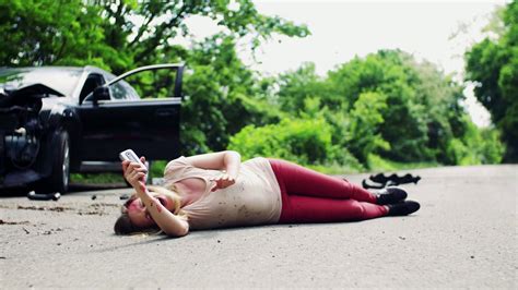 Injured Woman On Road Accident Discarding Stock Footage SBV-326040015 ...